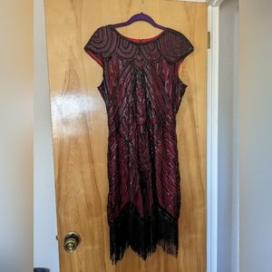 Red Vintage Style Flapper Dress